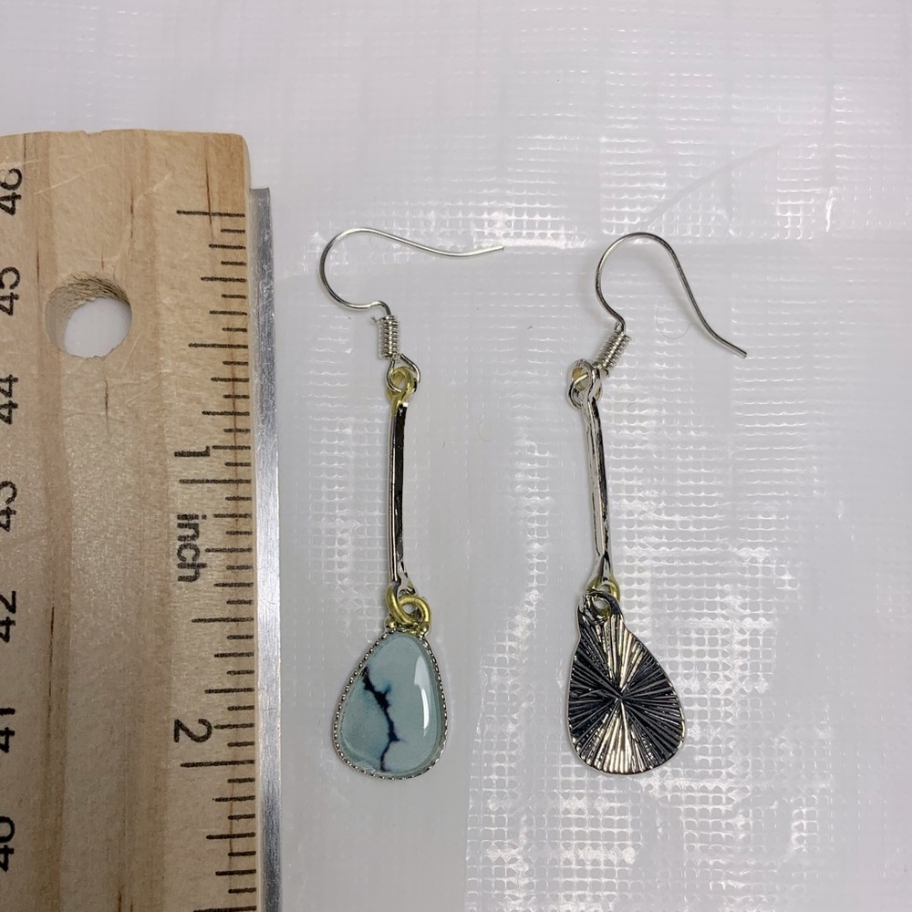 3/$10 Boho Green Stone Water Drop Earrings - Picture 2 of 2